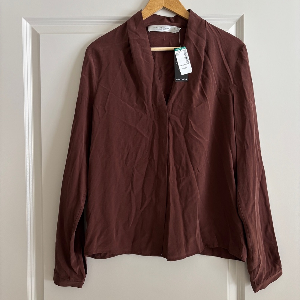 NWT pure silk v-neck shirt
